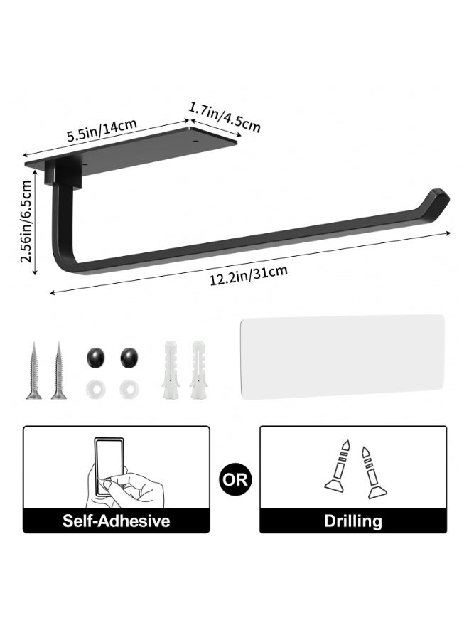 HOMESTAR Toilet Paper Holder, Kitchen Roll Paper Holder , Wall Mounted Towel Rack, Sturdy Towel Rack For Kitchen Bathroom Toilet Organization, Black,14x31x6.5cm - Image 1